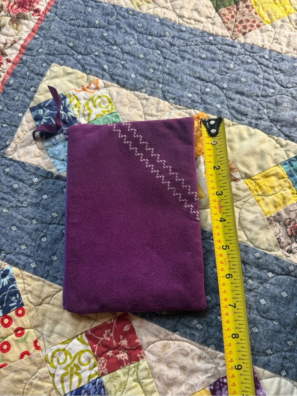 Vintage Purple Faux Suede Zipper Clutch Cosmetic Travel Pouch Bag